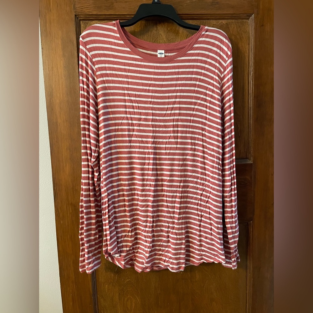 Pink and White Striped Long Sleeves
